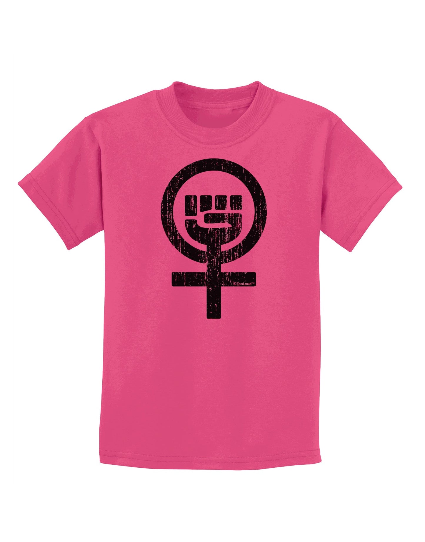 Distressed Feminism Symbol Childrens T-Shirt-Childrens T-Shirt-TooLoud-Sangria-X-Small-Davson Sales