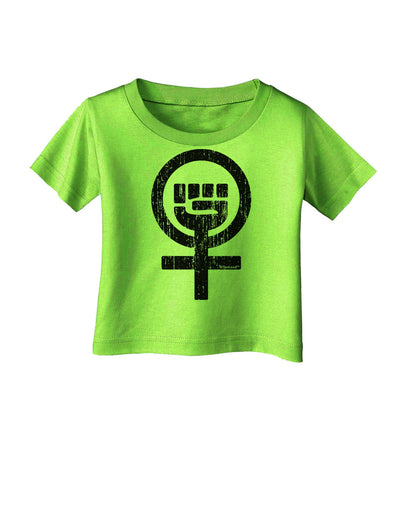 Distressed Feminism Symbol Infant T-Shirt-Infant T-Shirt-TooLoud-Lime-Green-06-Months-Davson Sales