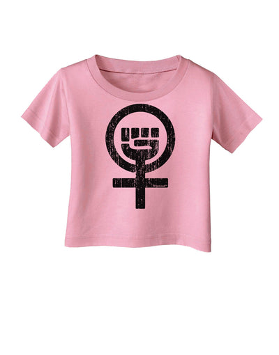 Distressed Feminism Symbol Infant T-Shirt-Infant T-Shirt-TooLoud-Candy-Pink-06-Months-Davson Sales