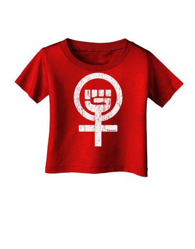 Distressed Feminism Symbol Infant T-Shirt Dark-Infant T-Shirt-TooLoud-Red-06-Months-Davson Sales