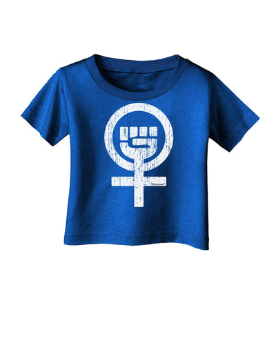 Distressed Feminism Symbol Infant T-Shirt Dark-Infant T-Shirt-TooLoud-Royal-Blue-06-Months-Davson Sales