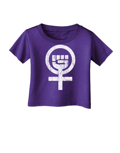 Distressed Feminism Symbol Infant T-Shirt Dark-Infant T-Shirt-TooLoud-Purple-06-Months-Davson Sales