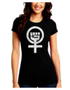 Distressed Feminism Symbol Juniors Crew Dark T-Shirt-T-Shirts Juniors Tops-TooLoud-Black-Juniors Fitted Small-Davson Sales