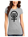 Distressed Feminism Symbol Juniors T-Shirt-Womens Juniors T-Shirt-TooLoud-Ash-Gray-Juniors Fitted X-Small-Davson Sales