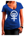 Distressed Feminism Symbol Juniors V-Neck Dark T-Shirt-Womens V-Neck T-Shirts-TooLoud-Royal-Blue-Juniors Fitted Small-Davson Sales