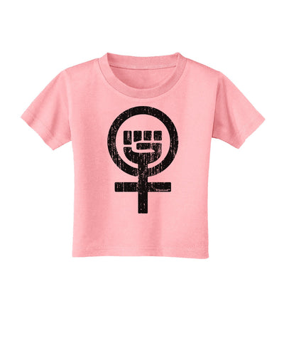 Distressed Feminism Symbol Toddler T-Shirt-Toddler T-Shirt-TooLoud-Candy-Pink-2T-Davson Sales