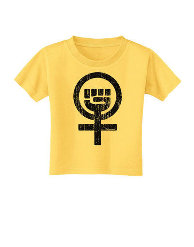 Distressed Feminism Symbol Toddler T-Shirt-Toddler T-Shirt-TooLoud-Yellow-2T-Davson Sales