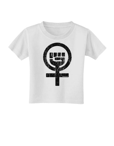 Distressed Feminism Symbol Toddler T-Shirt-Toddler T-Shirt-TooLoud-White-2T-Davson Sales