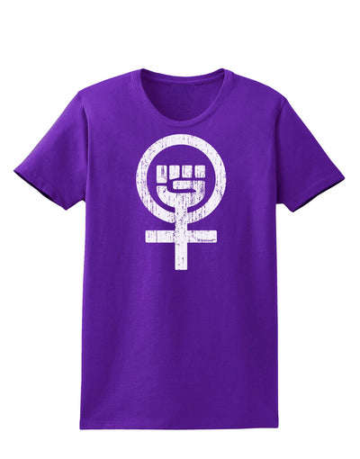 Distressed Feminism Symbol Womens Dark T-Shirt-TooLoud-Purple-X-Small-Davson Sales