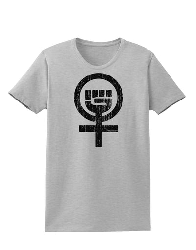 Distressed Feminism Symbol Womens T-Shirt-Womens T-Shirt-TooLoud-AshGray-X-Small-Davson Sales