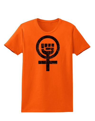 Distressed Feminism Symbol Womens T-Shirt-Womens T-Shirt-TooLoud-Orange-X-Small-Davson Sales