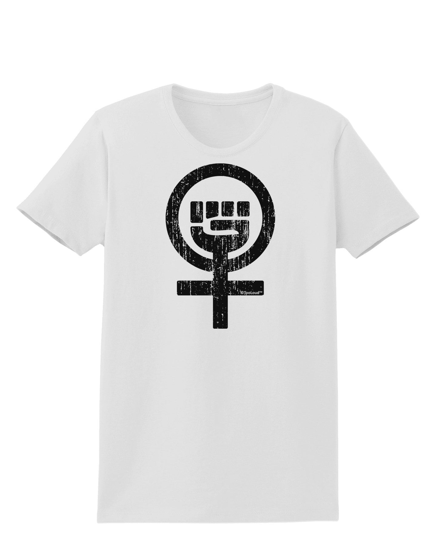 Distressed Feminism Symbol Womens T-Shirt-Womens T-Shirt-TooLoud-White-X-Small-Davson Sales