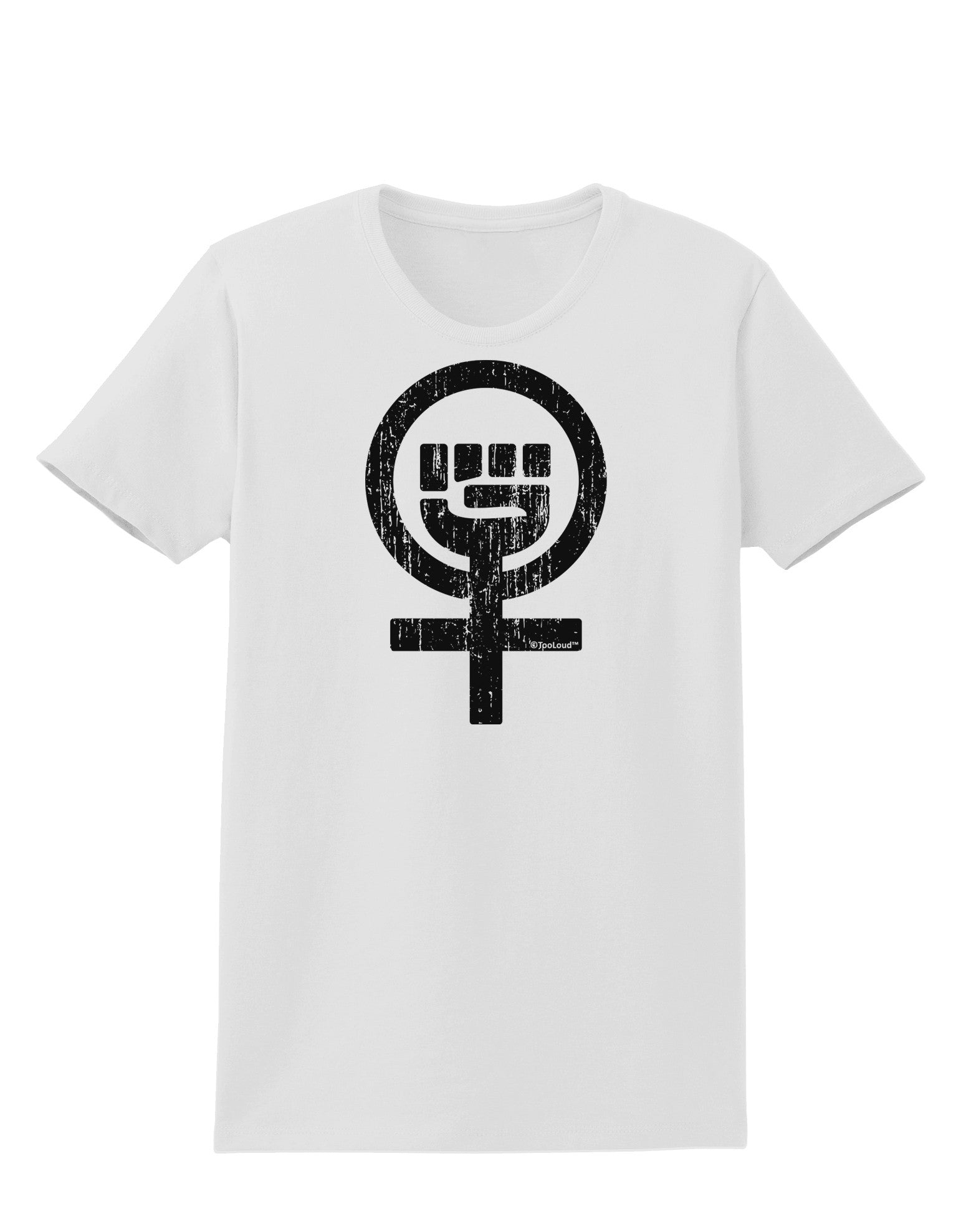 Distressed Feminism Symbol Womens T-Shirt-Womens T-Shirt-TooLoud-White-X-Small-Davson Sales