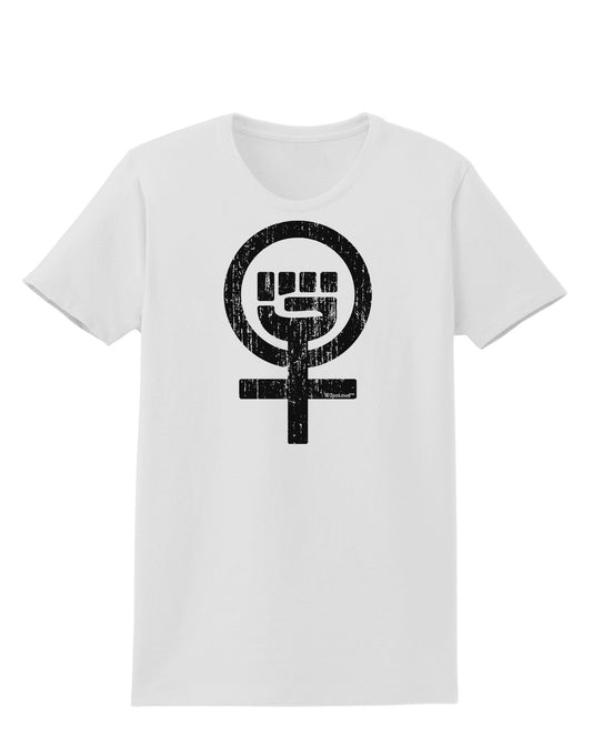 Distressed Feminism Symbol Womens T-Shirt-Womens T-Shirt-TooLoud-White-X-Small-Davson Sales