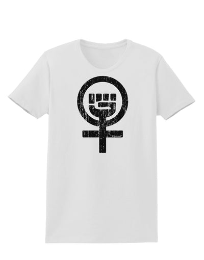 Distressed Feminism Symbol Womens T-Shirt-Womens T-Shirt-TooLoud-White-X-Small-Davson Sales