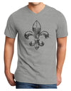 Distressed Fleur de Lis Adult V-Neck T-shirt-Mens V-Neck T-Shirt-TooLoud-HeatherGray-Small-Davson Sales