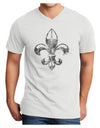 Distressed Fleur de Lis Adult V-Neck T-shirt-Mens V-Neck T-Shirt-TooLoud-White-Small-Davson Sales