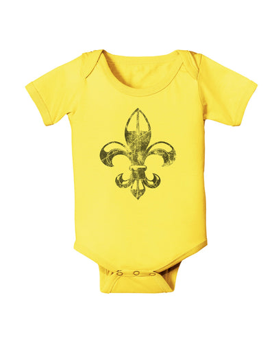 Distressed Fleur de Lis Baby Romper Bodysuit-Baby Romper-TooLoud-Yellow-06-Months-Davson Sales