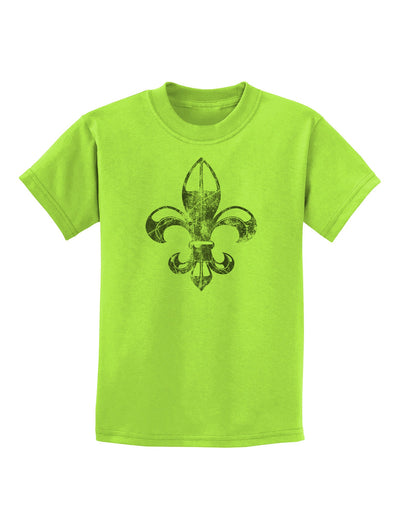 Distressed Fleur de Lis Childrens T-Shirt-Childrens T-Shirt-TooLoud-Lime-Green-X-Small-Davson Sales