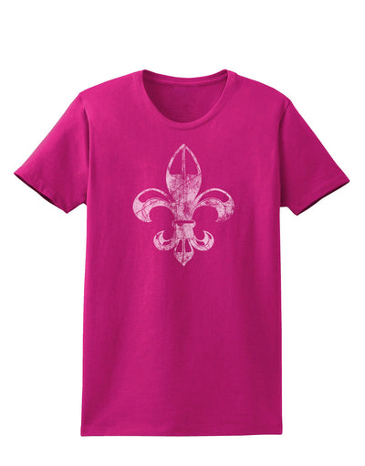 Distressed Fleur de Lis Womens Dark T-Shirt-TooLoud-Hot-Pink-Small-Davson Sales