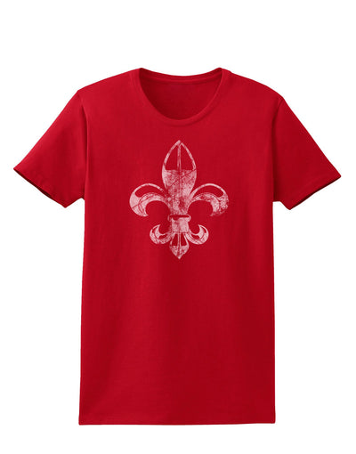 Distressed Fleur de Lis Womens Dark T-Shirt-TooLoud-Red-X-Small-Davson Sales