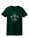 Distressed Fleur de Lis Womens Dark T-Shirt-TooLoud-Forest-Green-Small-Davson Sales