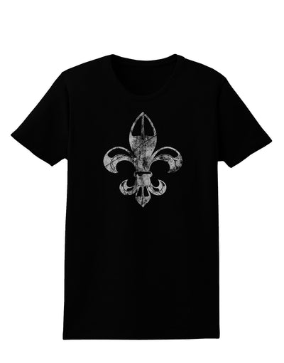 Distressed Fleur de Lis Womens Dark T-Shirt-TooLoud-Black-X-Small-Davson Sales