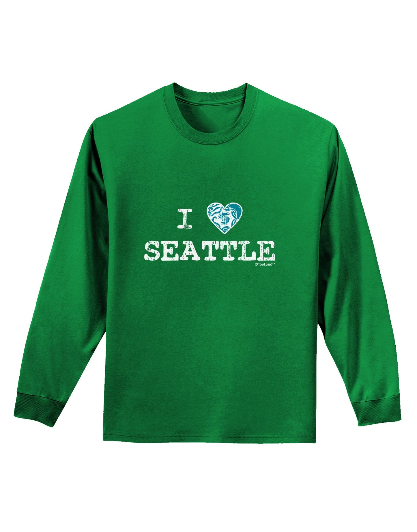 Distressed I Heart Seattle - Heart Flag Adult Long Sleeve Dark T-Shirt by TooLoud-TooLoud-Kelly-Green-Small-Davson Sales