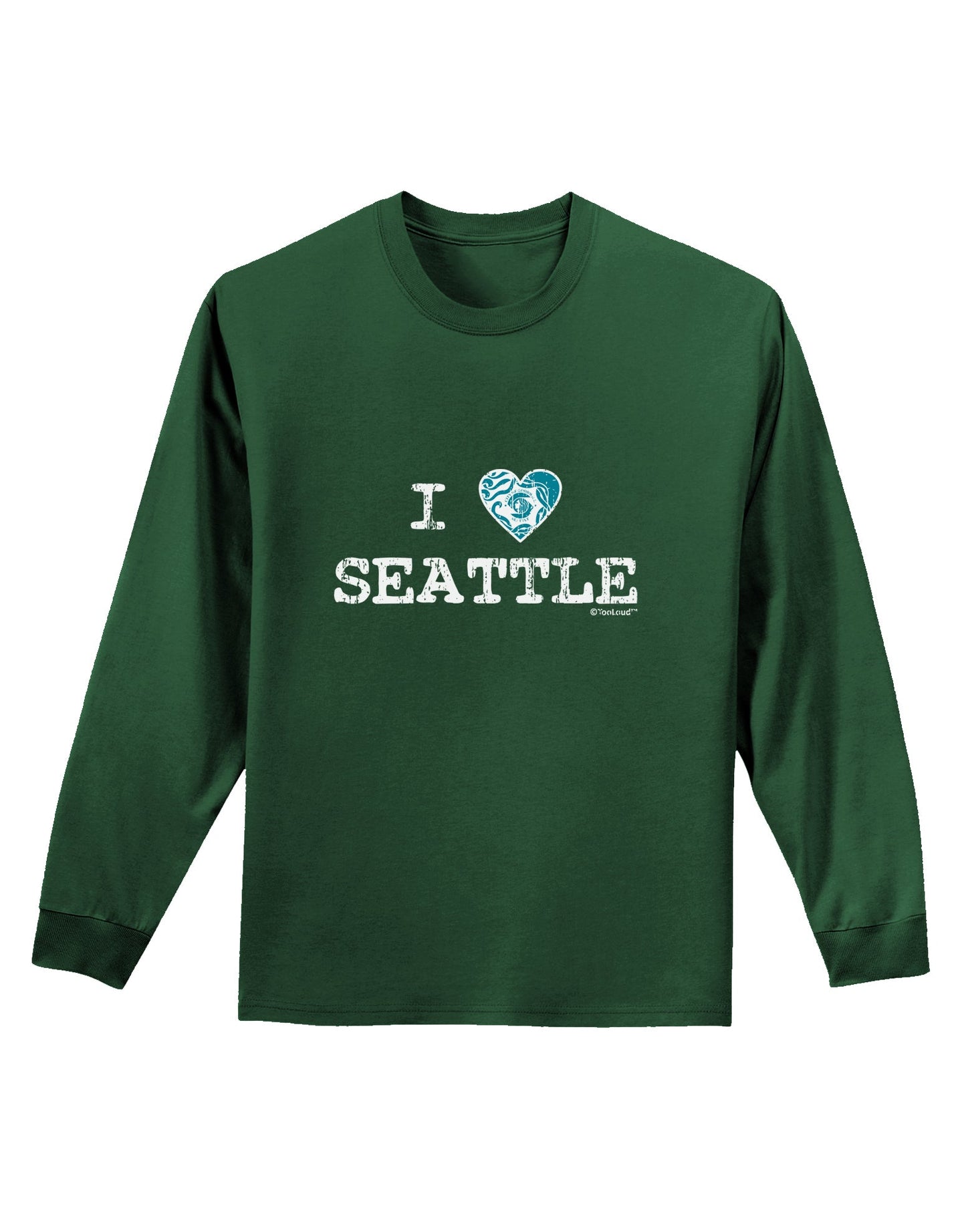 Distressed I Heart Seattle - Heart Flag Adult Long Sleeve Dark T-Shirt by TooLoud-TooLoud-Dark-Green-Small-Davson Sales