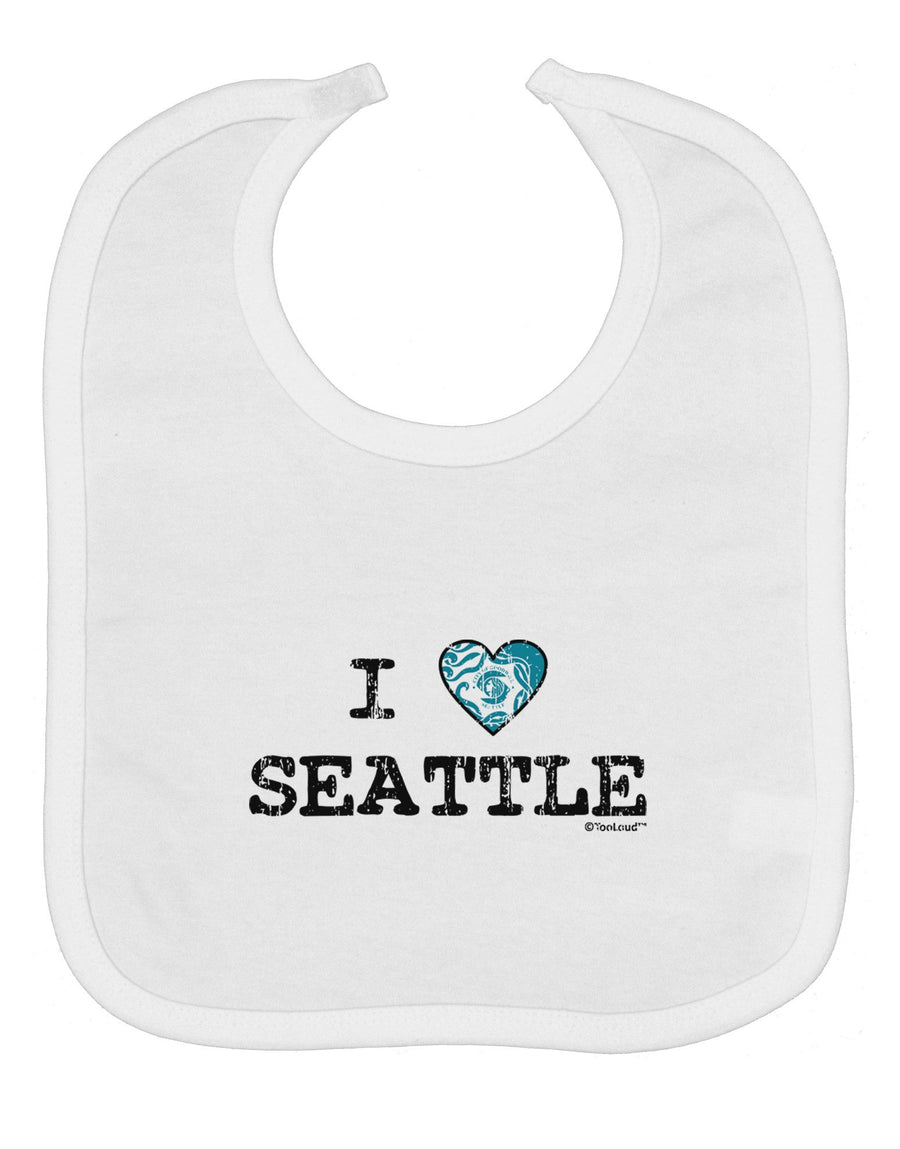 Distressed I Heart Seattle - Heart Flag Baby Bib by TooLoud