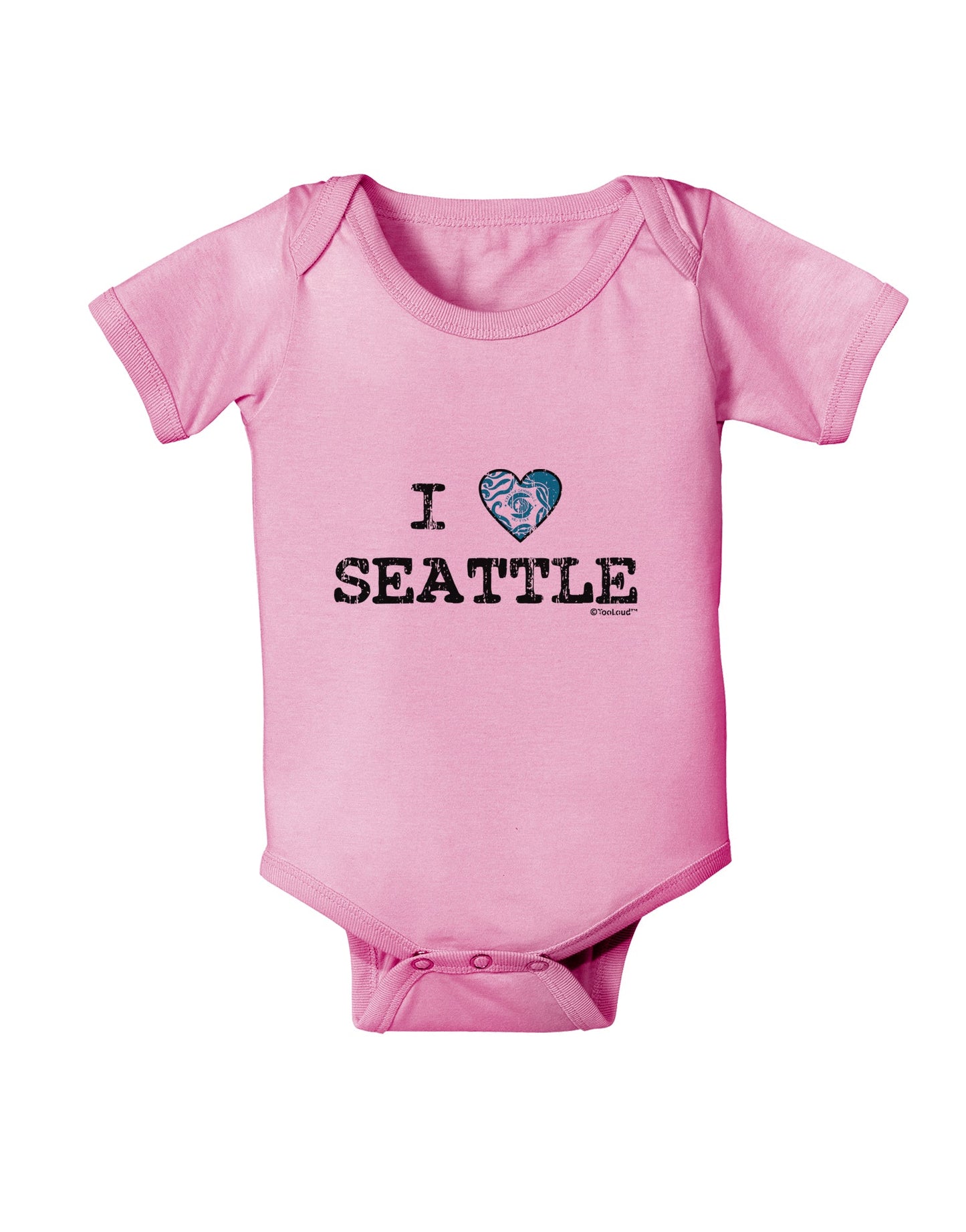 Distressed I Heart Seattle - Heart Flag Baby Romper Bodysuit by TooLoud-Baby Romper-TooLoud-Light-Pink-06-Months-Davson Sales