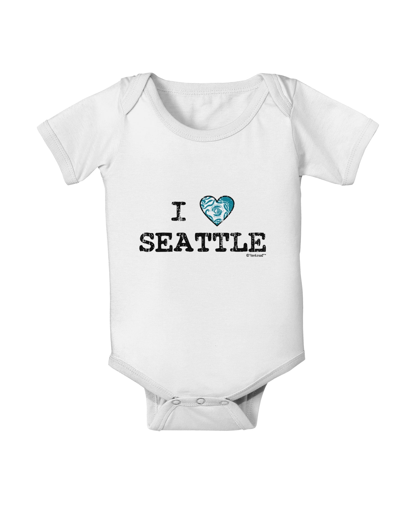 Distressed I Heart Seattle - Heart Flag Baby Romper Bodysuit by TooLoud-Baby Romper-TooLoud-White-06-Months-Davson Sales