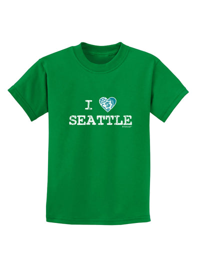 Distressed I Heart Seattle - Heart Flag Childrens Dark T-Shirt by TooLoud-Childrens T-Shirt-TooLoud-Kelly-Green-X-Small-Davson Sales