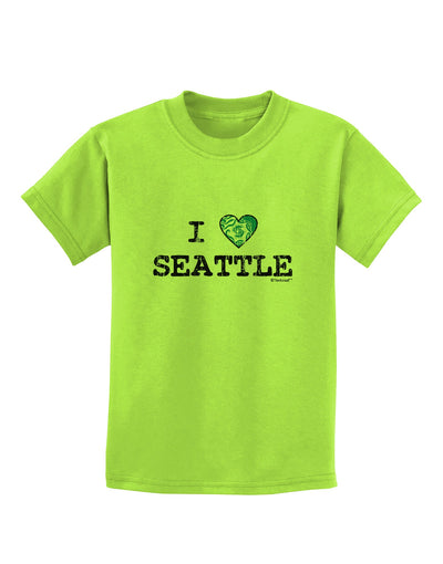 Distressed I Heart Seattle - Heart Flag Childrens T-Shirt by TooLoud-Childrens T-Shirt-TooLoud-Lime-Green-X-Small-Davson Sales