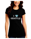 Distressed I Heart Seattle - Heart Flag Juniors Crew Dark T-Shirt by TooLoud-T-Shirts Juniors Tops-TooLoud-Black-Juniors Fitted Small-Davson Sales