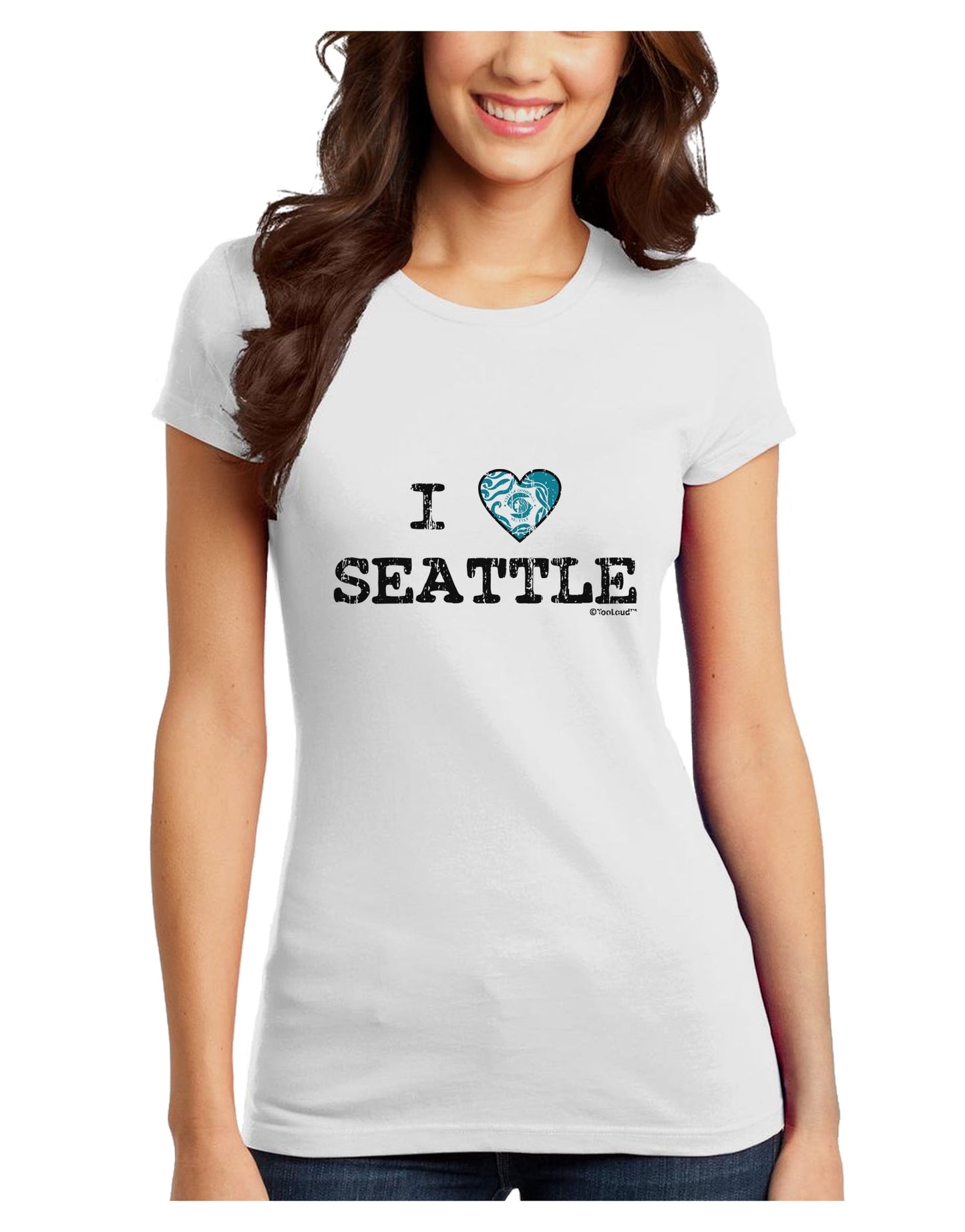 Distressed I Heart Seattle - Heart Flag Juniors T-Shirt by TooLoud-Womens Juniors T-Shirt-TooLoud-White-Juniors Fitted X-Small-Davson Sales