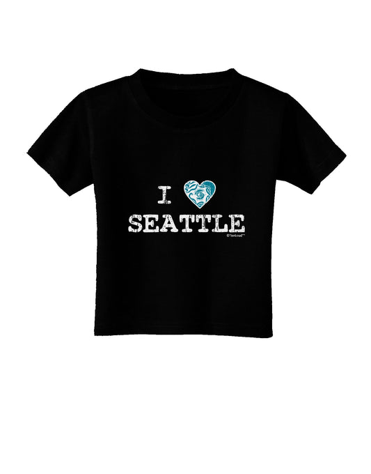 Distressed I Heart Seattle - Heart Flag Toddler T-Shirt Dark by TooLoud-Toddler T-Shirt-TooLoud-Black-2T-Davson Sales