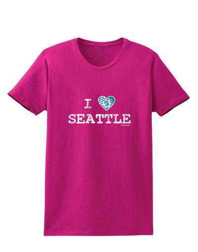 Distressed I Heart Seattle - Heart Flag Womens Dark T-Shirt by TooLoud-Womens T-Shirt-TooLoud-Hot-Pink-Small-Davson Sales