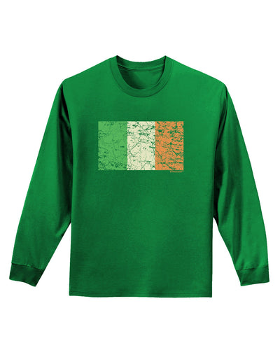 Distressed Irish Flag - Flag of Ireland Adult Long Sleeve Dark T-Shirt-TooLoud-Kelly-Green-Small-Davson Sales