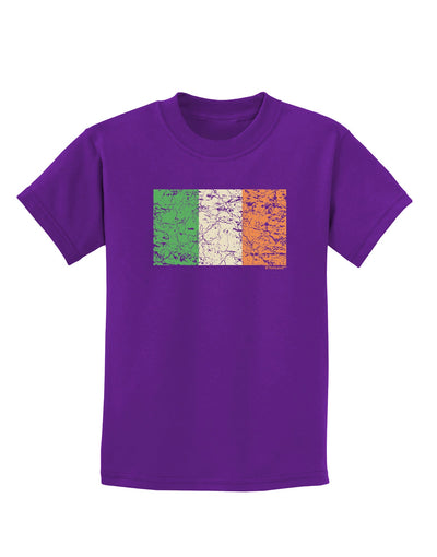 Distressed Irish Flag - Flag of Ireland Childrens Dark T-Shirt-Childrens T-Shirt-TooLoud-Purple-X-Small-Davson Sales