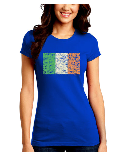 Distressed Irish Flag - Flag of Ireland Juniors Crew Dark T-Shirt-T-Shirts Juniors Tops-TooLoud-Royal-Blue-Juniors Fitted Small-Davson Sales