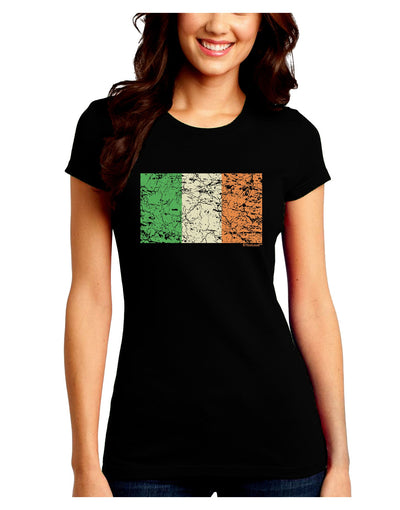 Distressed Irish Flag - Flag of Ireland Juniors Crew Dark T-Shirt-T-Shirts Juniors Tops-TooLoud-Black-Juniors Fitted Small-Davson Sales