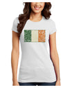 Distressed Irish Flag - Flag of Ireland Juniors T-Shirt-Womens Juniors T-Shirt-TooLoud-White-Juniors Fitted X-Small-Davson Sales