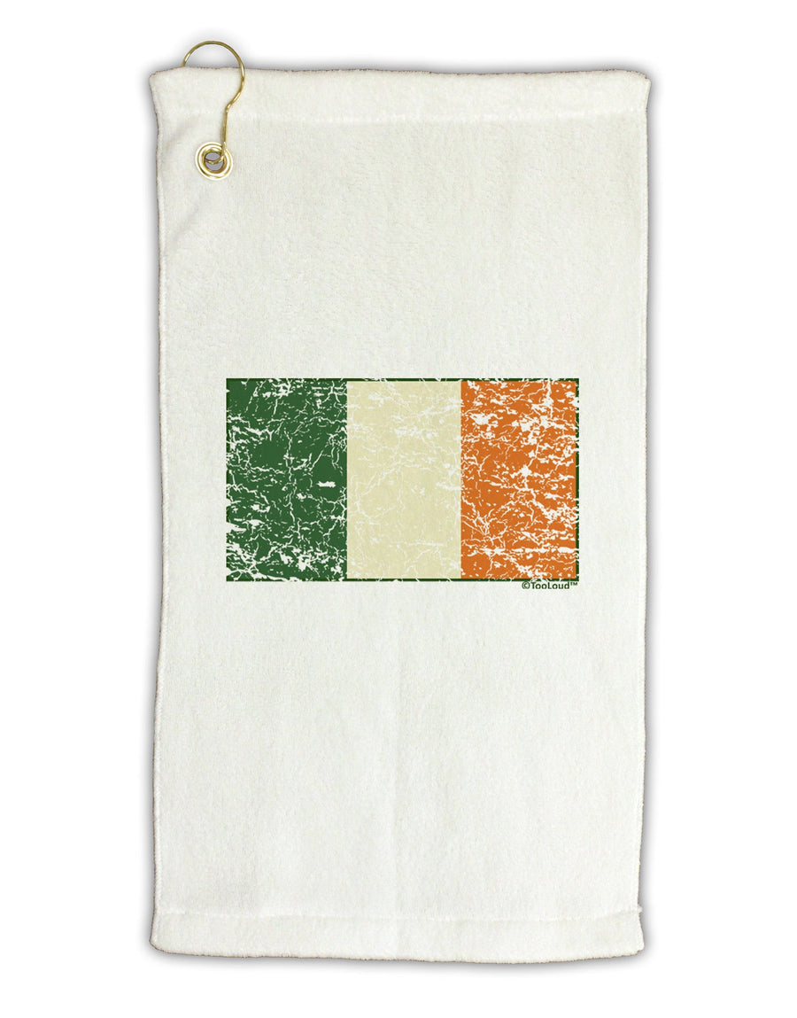 Distressed Irish Flag - Flag of Ireland Micro Terry Gromet Golf Towel 11&#x22;x19-Golf Towel-TooLoud-White-Davson Sales