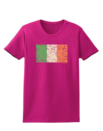 Distressed Irish Flag - Flag of Ireland Womens Dark T-Shirt-TooLoud-Hot-Pink-Small-Davson Sales