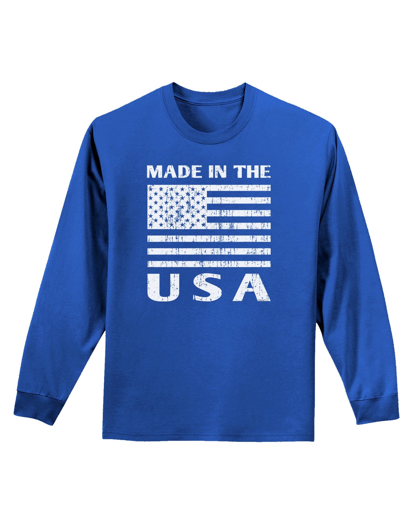 Distressed Made in the USA American Flag Adult Long Sleeve Dark T-Shirt-TooLoud-Royal Blue-Small-Davson Sales