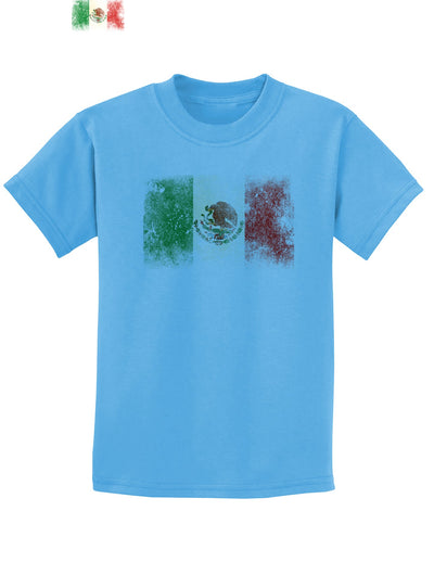 Distressed Mexican Flag Childrens T-Shirt-Childrens T-Shirt-TooLoud-Aquatic-Blue-X-Small-Davson Sales