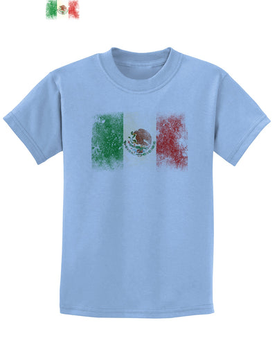 Distressed Mexican Flag Childrens T-Shirt-Childrens T-Shirt-TooLoud-Light-Blue-X-Small-Davson Sales