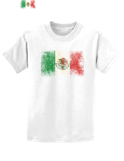 Distressed Mexican Flag Childrens T-Shirt-Childrens T-Shirt-TooLoud-White-X-Small-Davson Sales