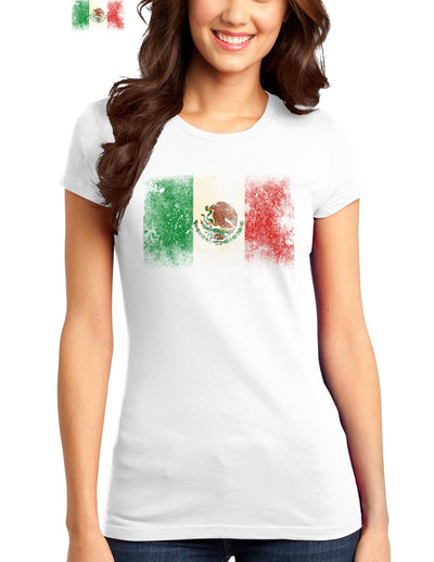 Distressed Mexican Flag Juniors T-Shirt-Womens Juniors T-Shirt-TooLoud-White-Small-Davson Sales